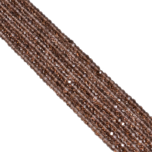 Smoky Quartz Faceted Roundel Beads in 4mm