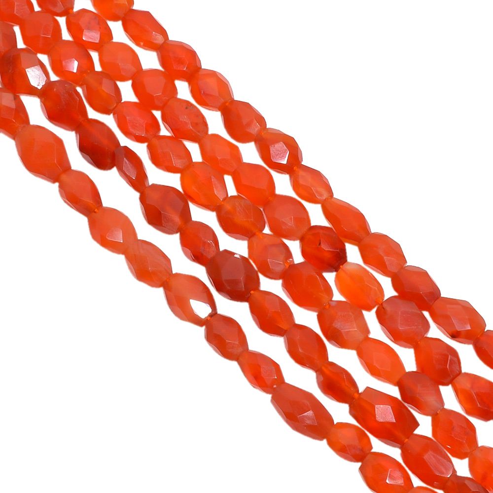 Carnelian 7x6-11x8mm Faceted Oval Beads Strand, Carnelian Faceted Oval Beads, Carnelian