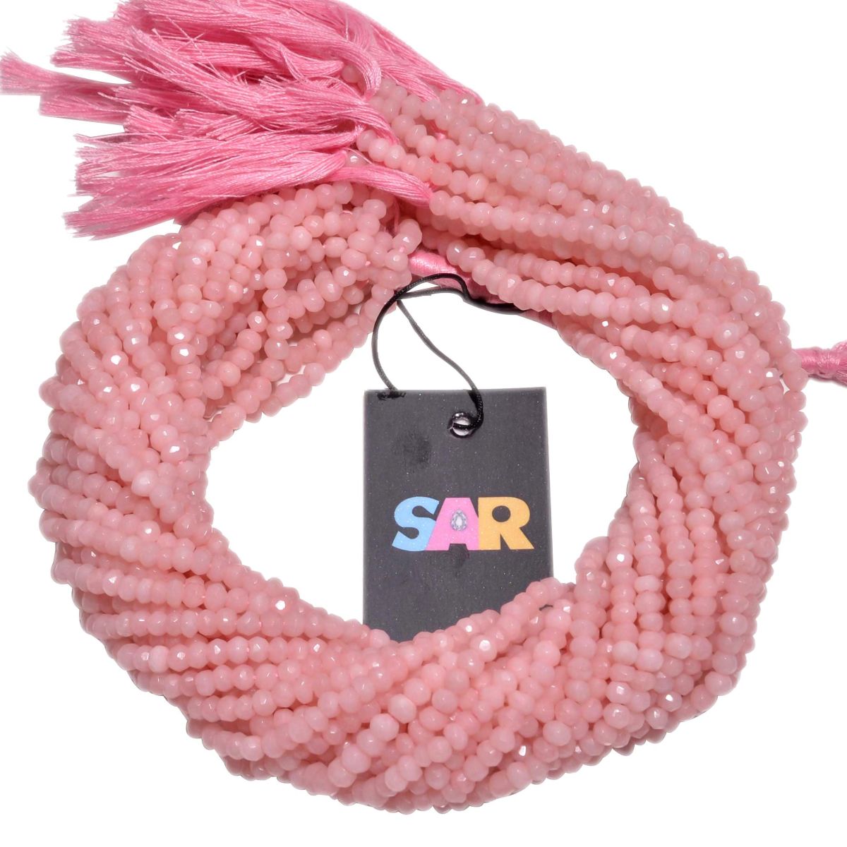 Pink Opal Faceted Roundel Beads Strand in Size 4mm