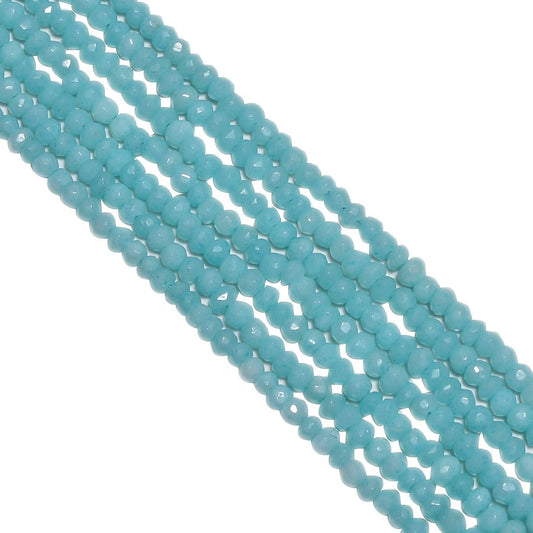 Green Chalcedony Faceted Roundel Beads -  (Dyed) Lite 3.5-4mm