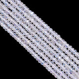 Faceted Coated Roundel Beads Strand - Rainbow Moonstone in 3.5-4 mm