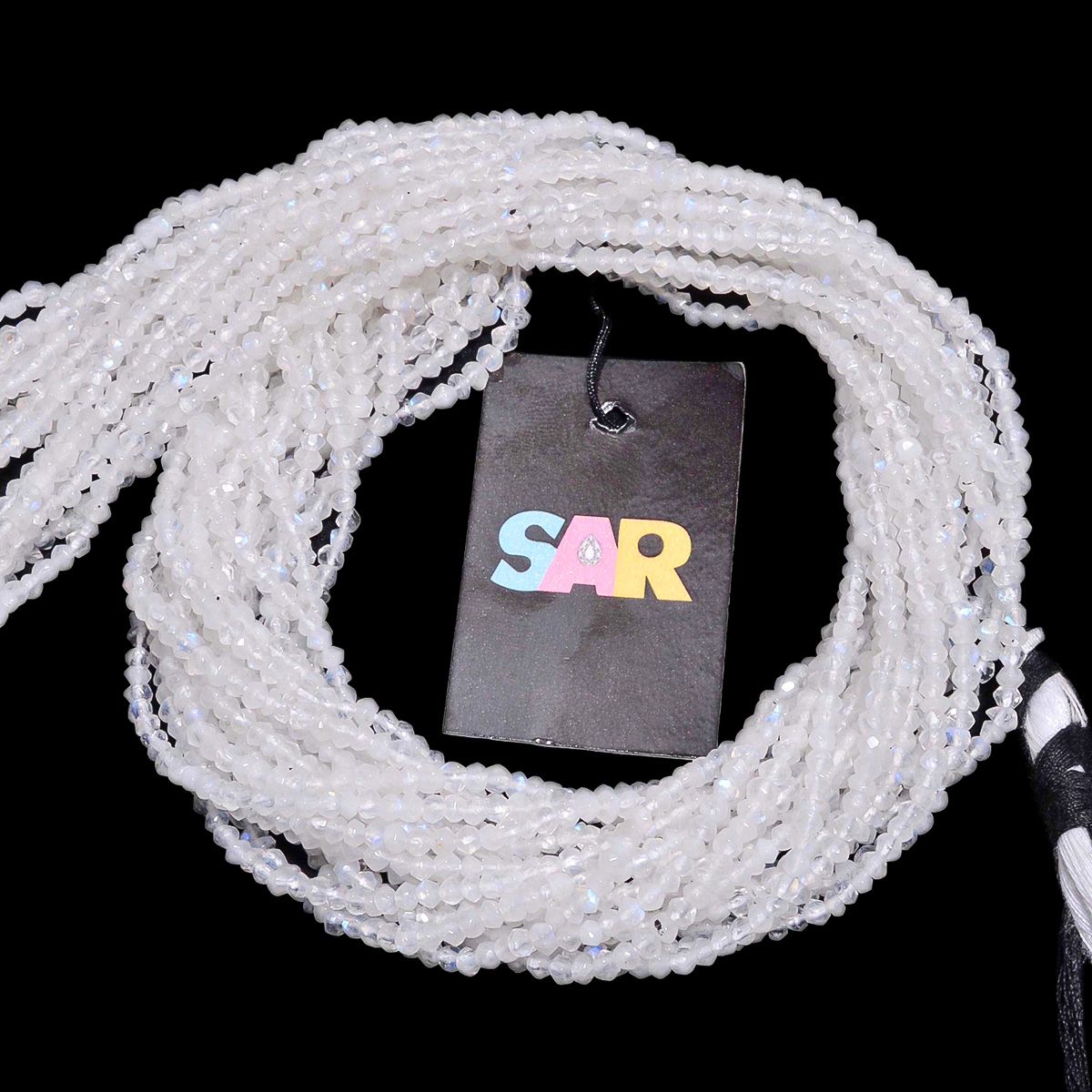 Faceted Roundel Beads Strand in 3-3.5 mm Size with Rainbow Moonstone