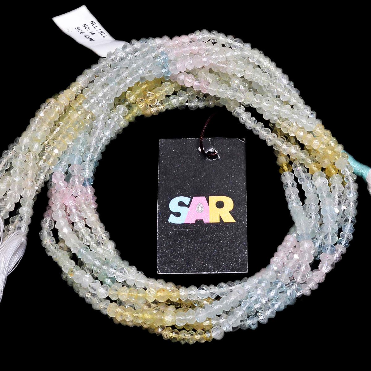 Multi Aquamarine Faceted Roundel Beads withAAA Quality (4mm)