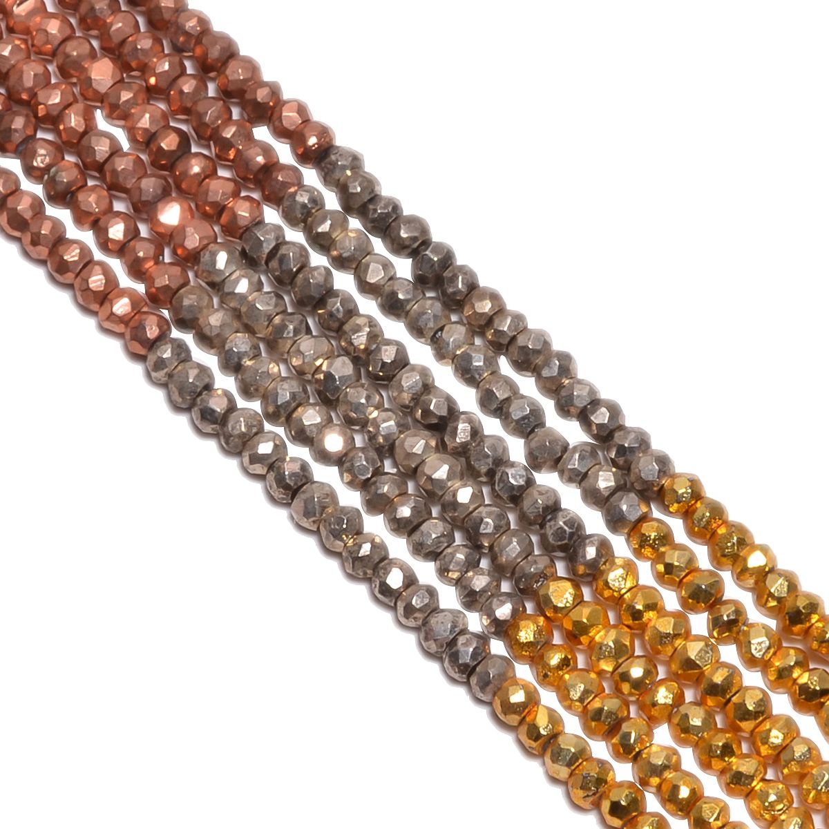 Pyrite Stone Fine Faceted Multi Coated Beads-Size 3.75-4mm in Roundel Shape.