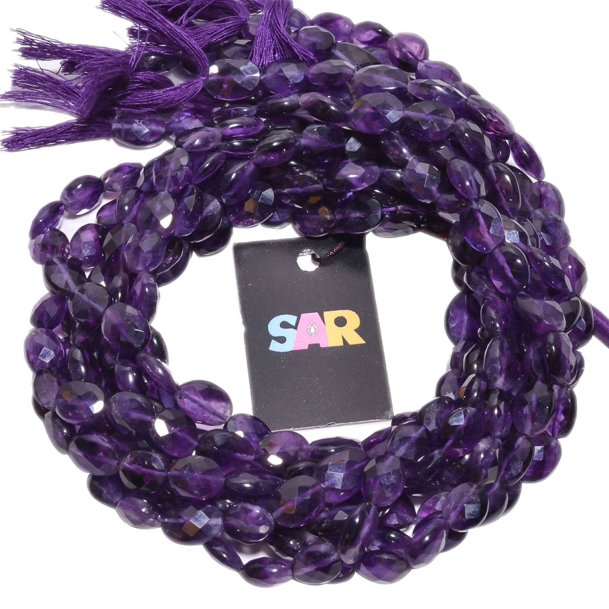 African Amethyst 7x9-8x10mm Rose Cut Fine Faceted Oval Beads Strand, African Amethyst Faceted Oval Beads, African Amethyst