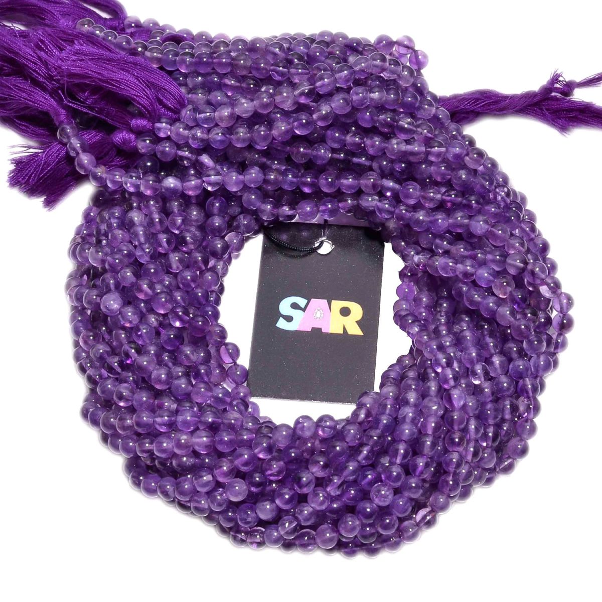 Brazil Amethyst 4-6mm Smooth Round Ball Beads Strand, Amethyst Plain Round Ball Beads, Amethyst Beads Strand