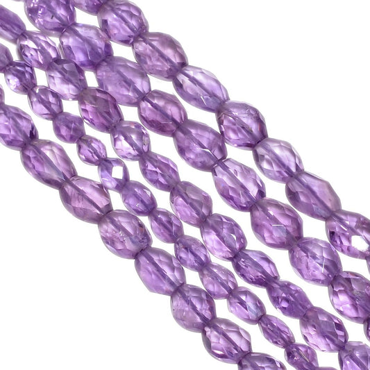 Brazil Amethyst 7x5-10x7mm Faceted Oval Beads Strand, Brazil Amethyst Faceted Oval Beads, Amethyst Oval Beads