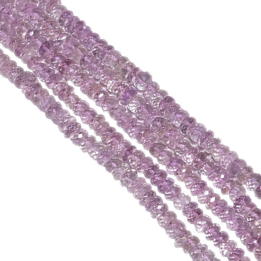 Pink Amethyst 6mm Fine Faceted Roundel Beads Strand, Natural Stone Beads, Natural Pink Amethyst Faceted Roundel Beads