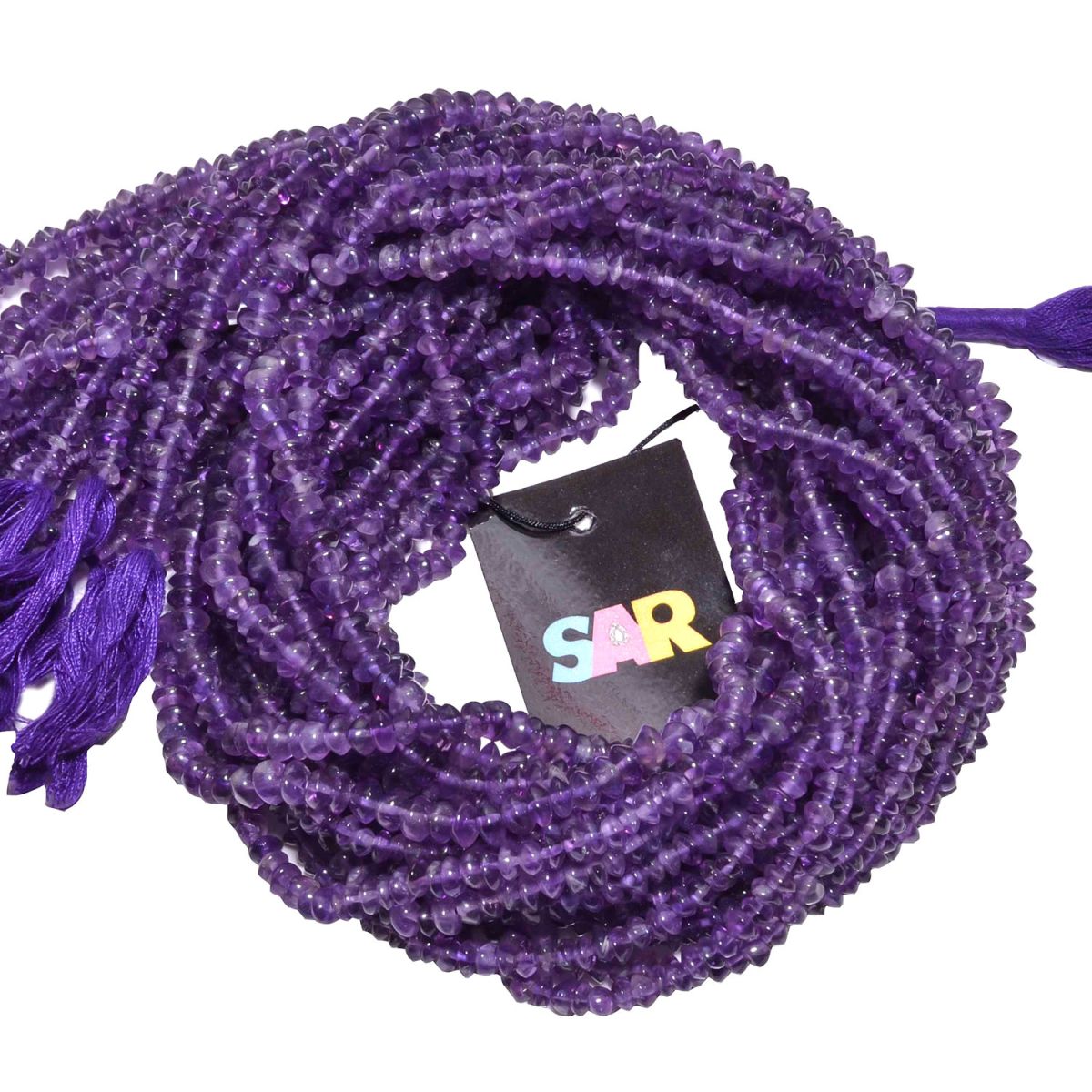 African Amethyst 3.5-5mm Smooth Roundel Beads Strand, Dark Amethyst Plain Roundel Beads, Amethyst Plain Roundel Beads