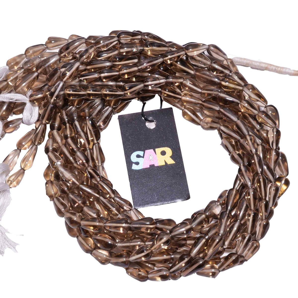 Smoky Quartz 5x9-6x10mm Smooth Drop Beads Strand, Smoky Quartz Plain Drop Beads, Smoky Quartz