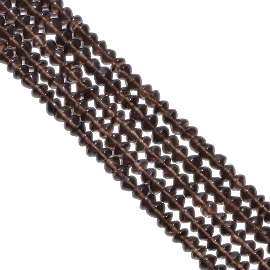 Smoky Quartz 5-6.5mm Smooth Roundel Beads Strand, Smoky Quartz Plain Roundel Beads, Smoky Quartz Beads Strand