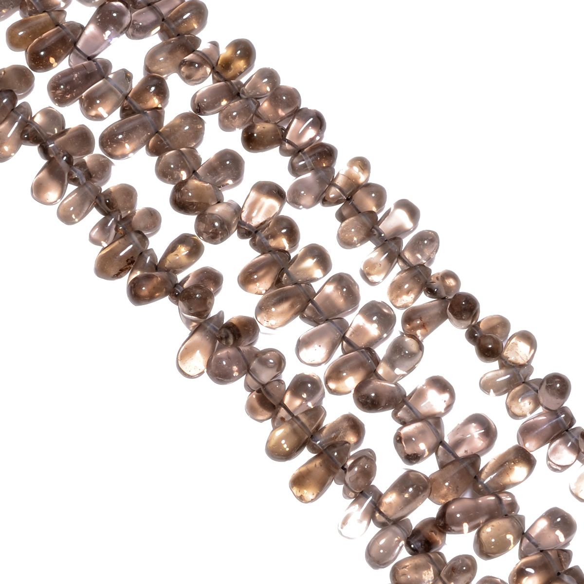Smoky Quartz 8x5-9x6mm Smooth Side Drilled Drop Beads Strand, Smoky Quartz Plain Side Drilled Drop Beads, Smoky Quartz