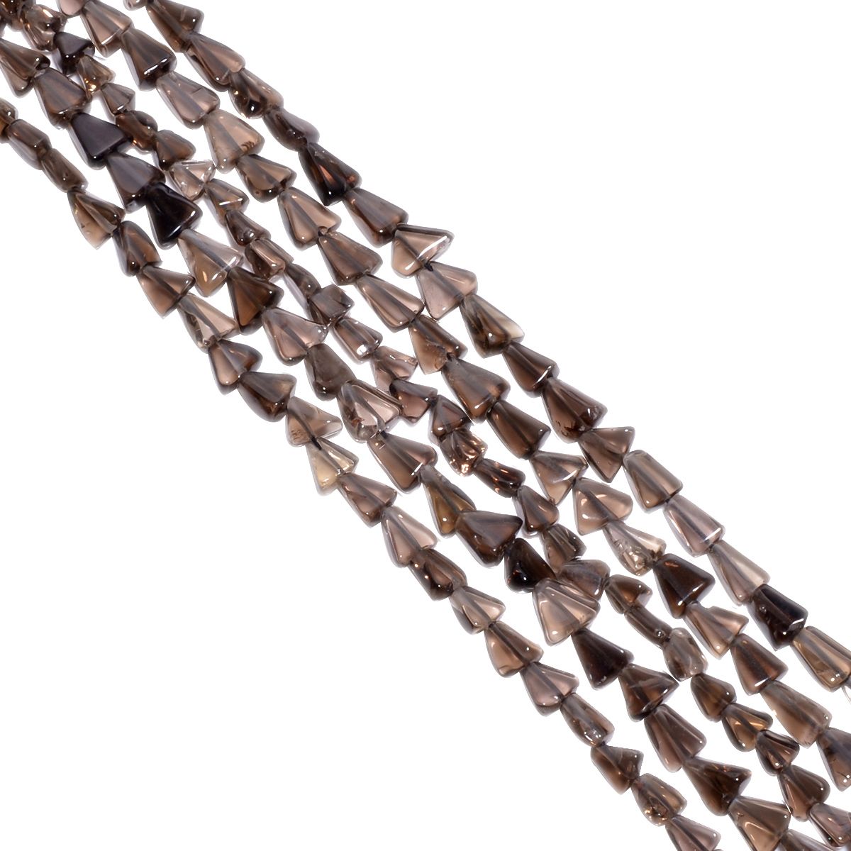 Smoky Quartz 5.5mm Smooth Trillion Beads Strand, Smoky Quartz Plain Trillion Beads, Smoky Quartz