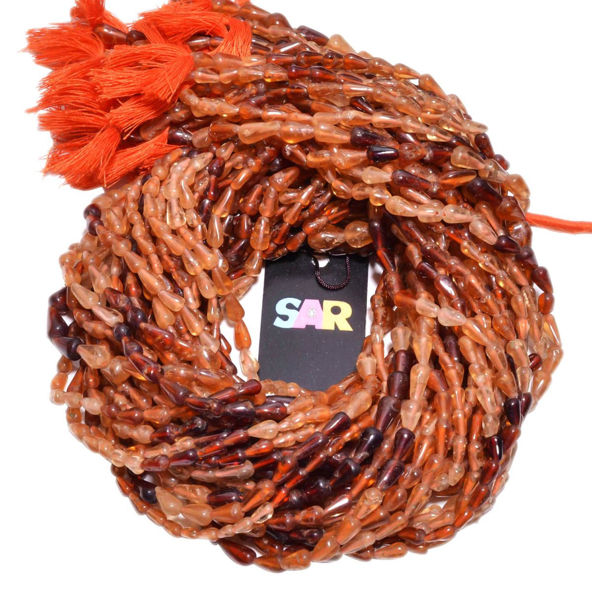 Hessonite Garnet Drop Shape 6x4-12x6mm Smooth Stone Beads