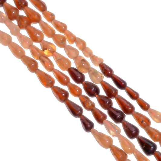 Hessonite Garnet Drop Shape 6x4-12x6mm Smooth Stone Beads