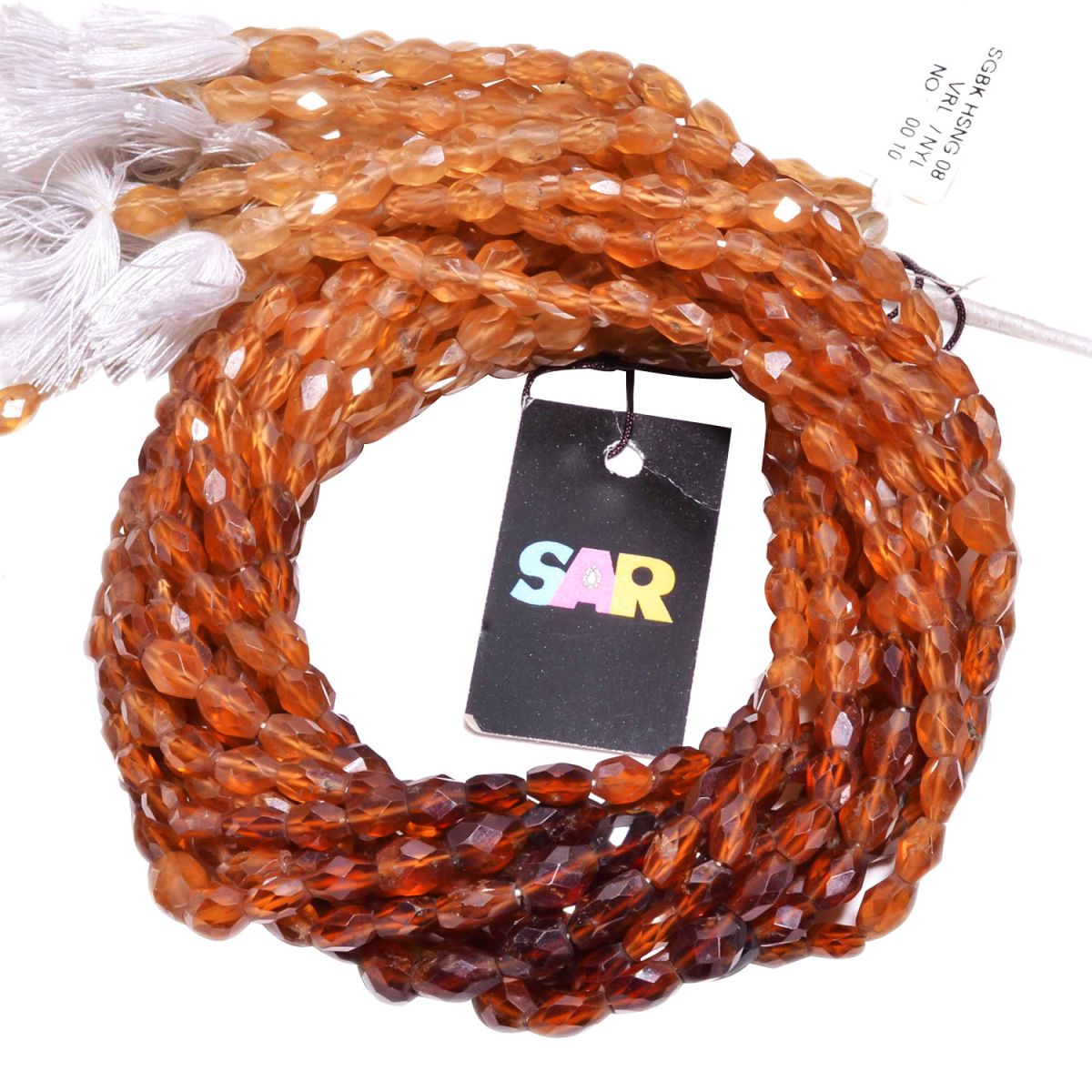 Hessonite Garnet Faceted Oval Beads Strand In 6x8-9x7mm  Size