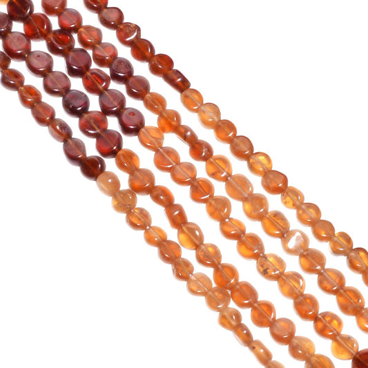 Hessonite Garnet ( Shaded) Plain Stone Beads Coin Shape Strand In 5-6 mm Size