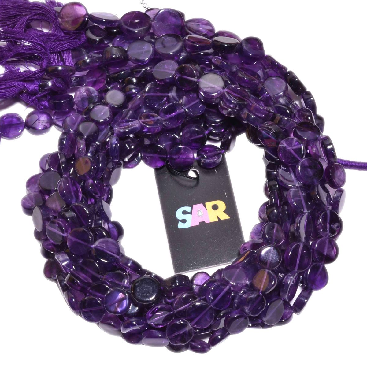 African Amethyst 9-14mm Smooth Coin Beads Strand, African Amethyst Smooth Coin Beads, Amethyst Plain Coin Beads