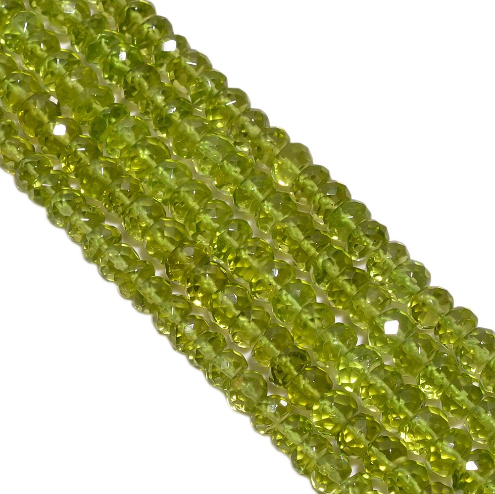 Peridot 5-5.5mm Faceted Roundel Beads Strand, Peridot Stone Beads, Gems Peridot Faceted Roundel Beads, Natural Peridot