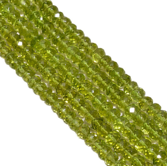 Peridot 5-5.5mm Faceted Roundel Beads Strand, Peridot Stone Beads, Gems Peridot Faceted Roundel Beads, Natural Peridot