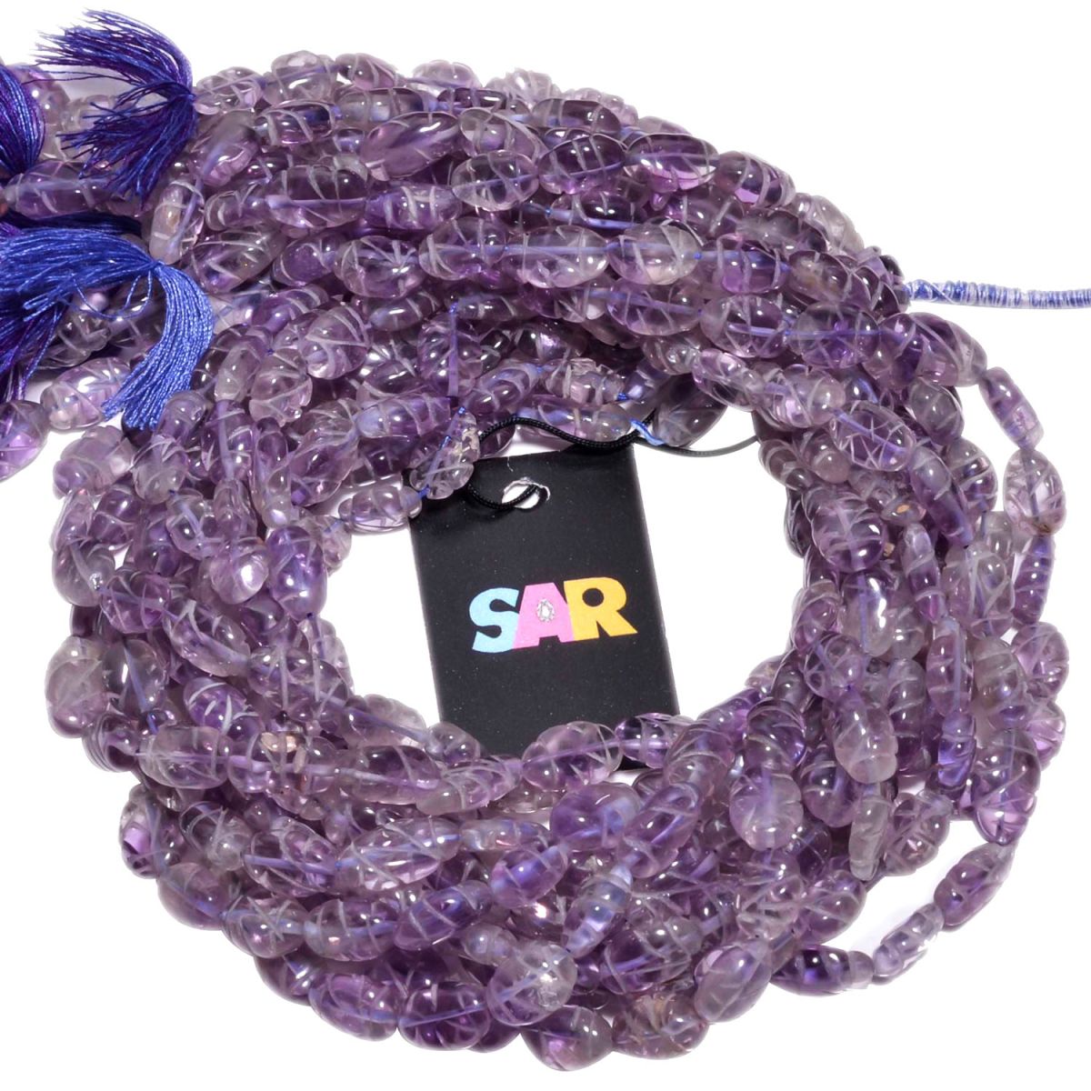 African Amethyst 8x13-14x10mm Carving Oval Beads Strand, Carved Amethyst Oval Beads, Amethyst Carved Beads