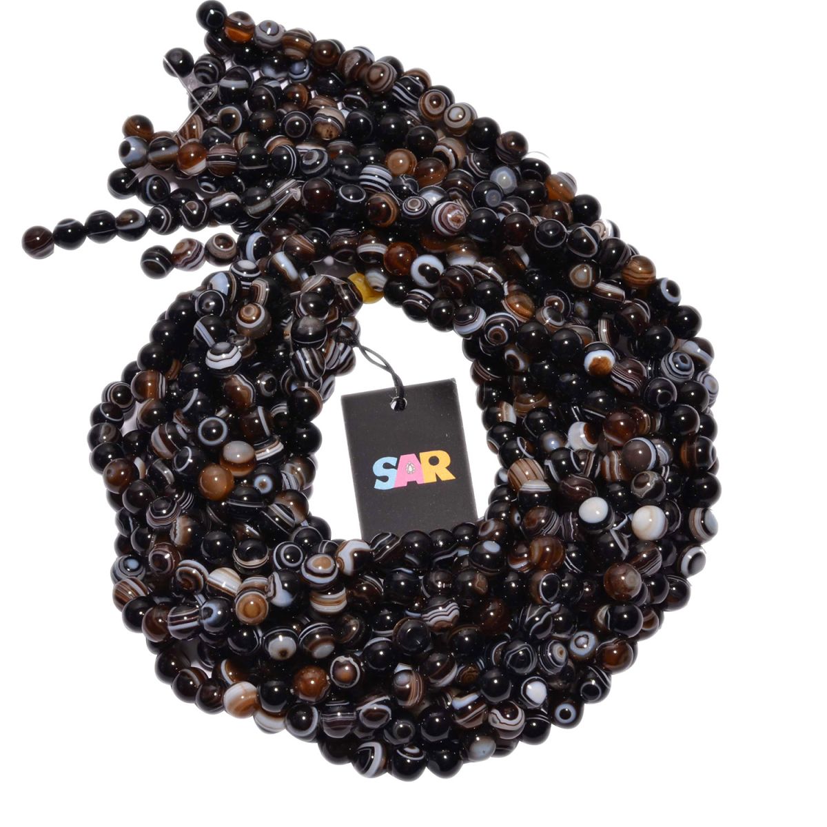 Eye Agate Plain Stone Beads Round Ball Shape, (8 mm Size)