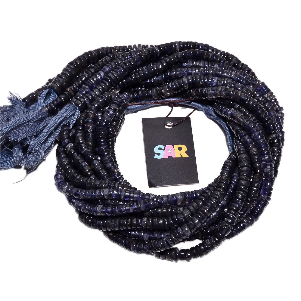 Iolite Plain  Beaded Beads 6-7 mm Size, (Wheel Shape)