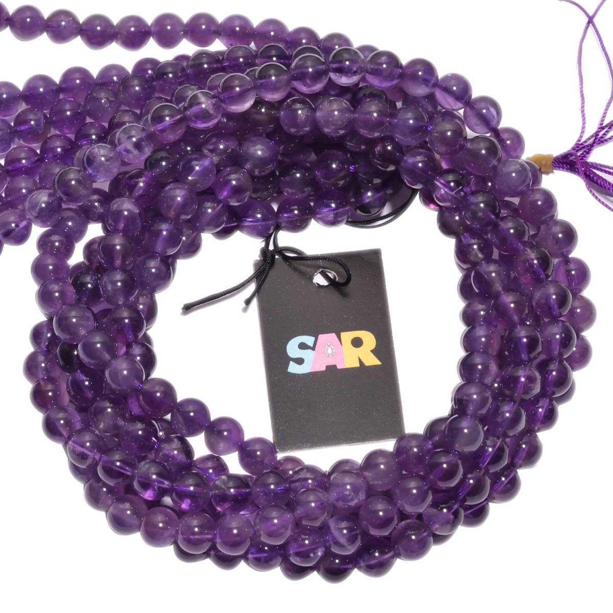 African Amethyst 8-8.5mm Smooth Round Beads Strand, Dark Amethyst Plain Beads Strand, Amethyst Smooth Hole Beads