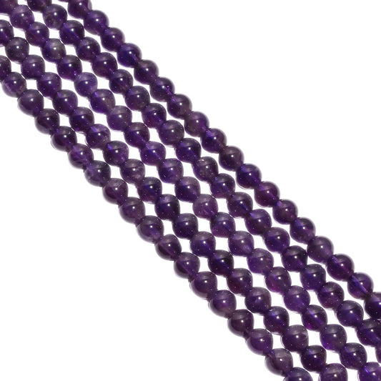 African Dark Amethyst Smooth Beaded Beads  Round Ball shape -6 mm Size