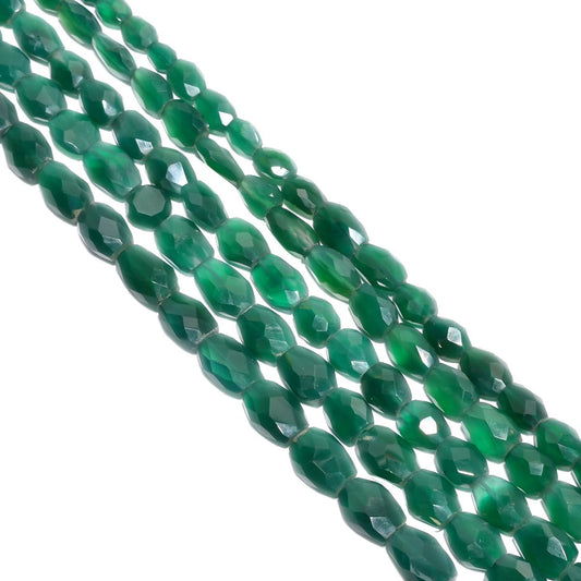 Green Onyx Faceted  and Natural Stone Beads - 9x8-16x12mm With Oval Shape