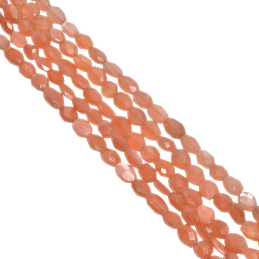 Peach Moonstone Oval Shape 9x7-12x10mm  Faceted Gemstone Beads