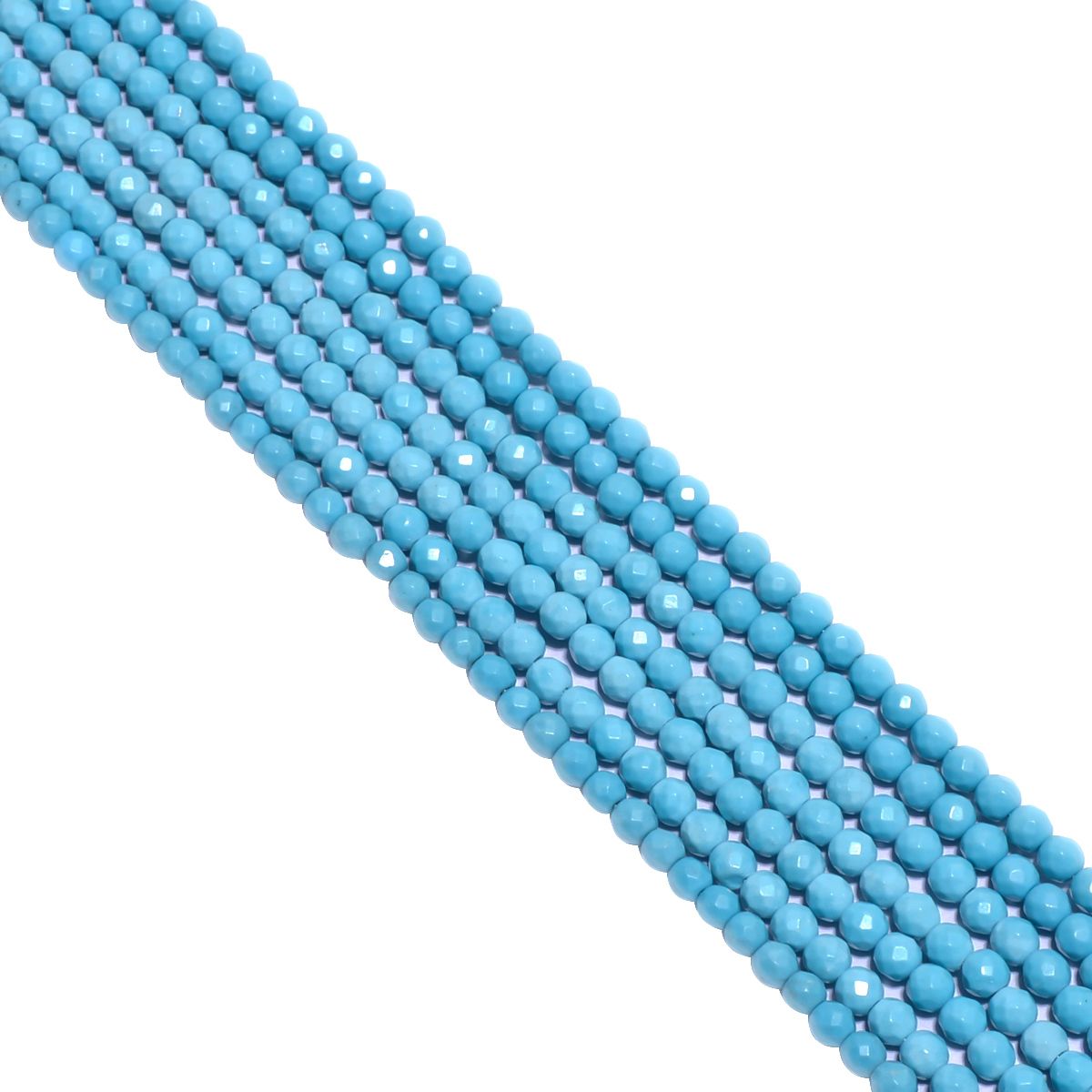 Turquoise 3.2mm Fine Faceted Round Beads Strand, Turquoise Faceted Roundel Beads, Turquoise Beads Strand