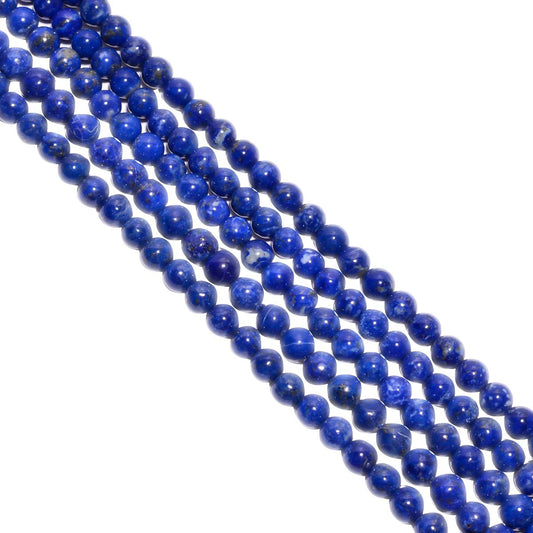 Lapis Smooth Beaded Beads - 6-6.5mm Size,  Round Shape