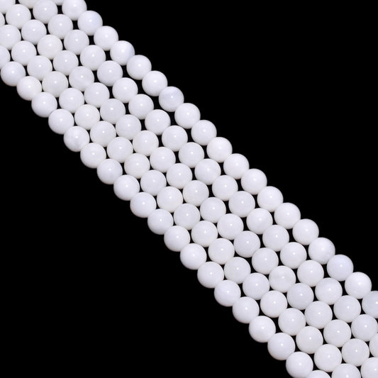 White Shell Plain Stone Beads Round Ball Shape In 6mm
