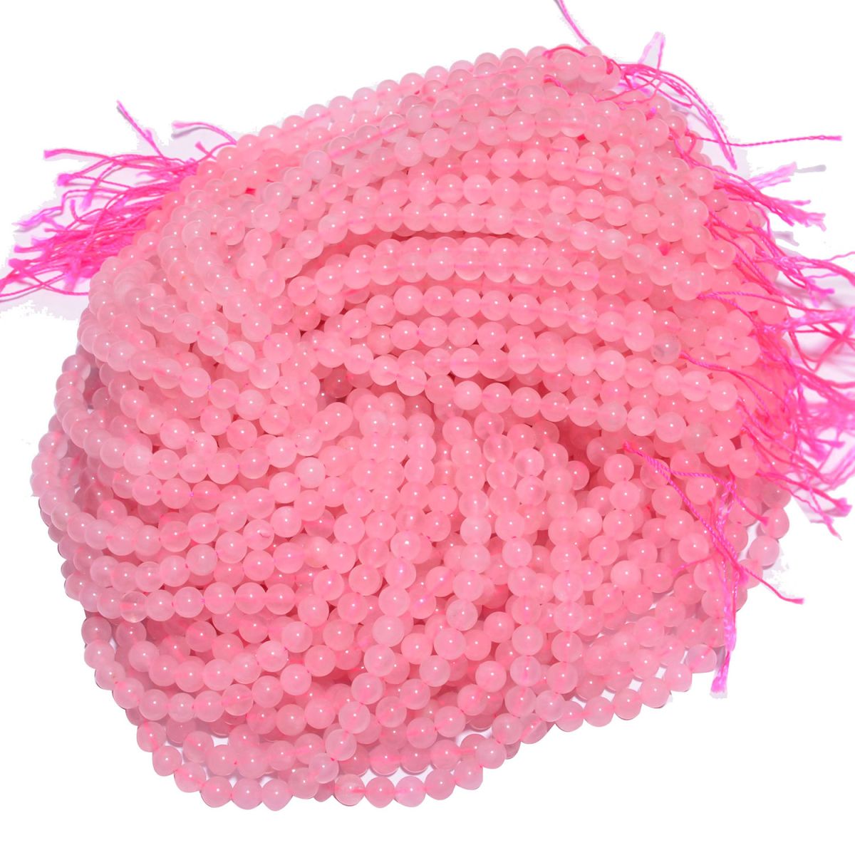 Rose Quartz Smooth Beads-6mm Size, (Round Ball Shape)