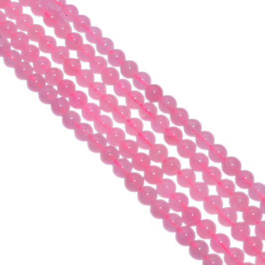 Rose Quartz Plain Stone Beads Round Ball Shape Strand In 8 mm.