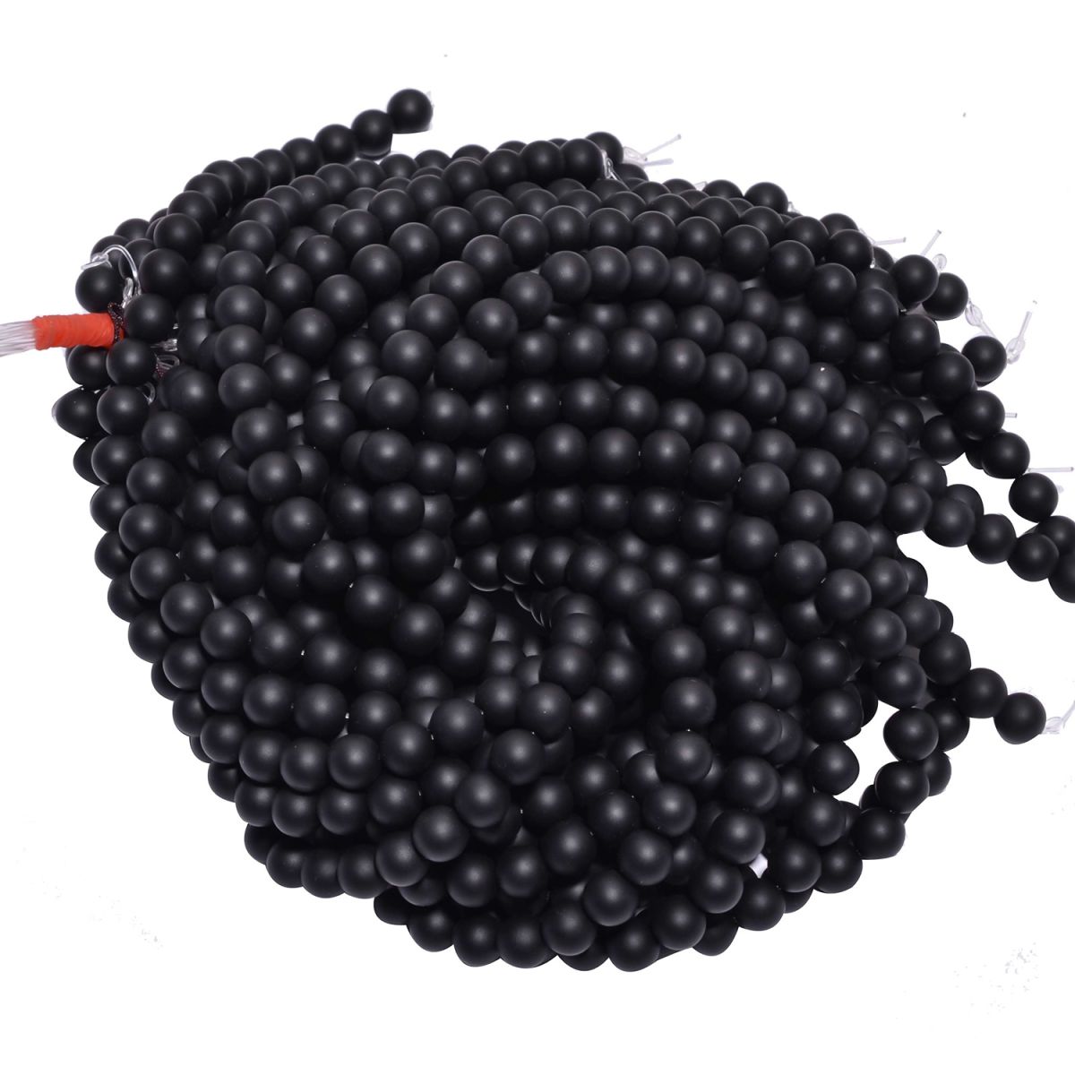 Black Onyx Matt Plain Beaded Beads -8mm Size With Round Ball Shape