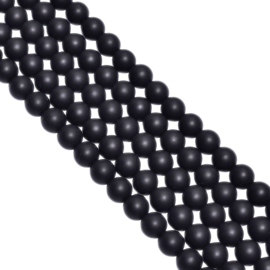 Black Onyx Matt Plain Stone Beads -6mm Size And Round Ball Shape