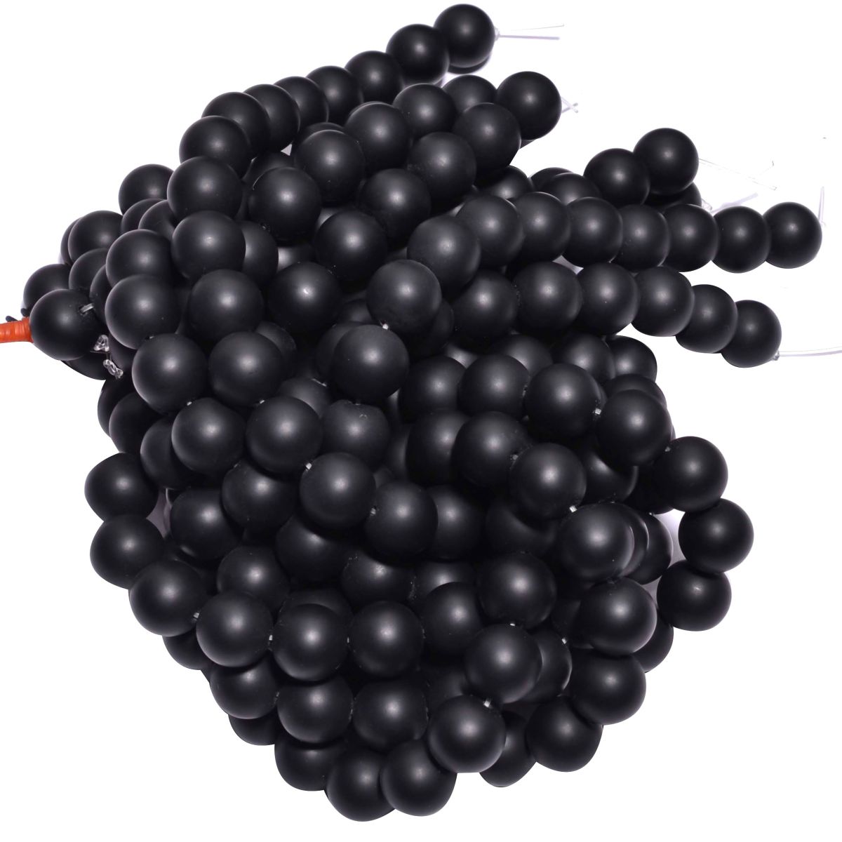 Black Onyx Round Ball Shape-14 mm Matt Plain Beads
