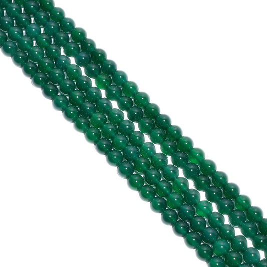 Natural Green Onyx Plain Beaded Beads - 6 mm With Roundel Shape