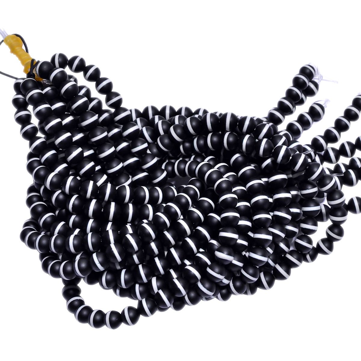 Black And White Agate Smooth Stone Beads 6 mm With Round Ball Shape