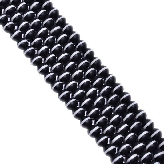 Black And White Agate Smooth Stone Beads 6 mm With Round Ball Shape