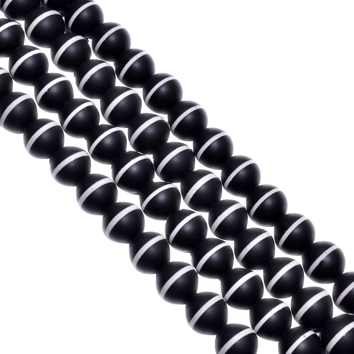 Black And White Agate Smooth Stone Beads 14 mm, (Round Ball Shape)