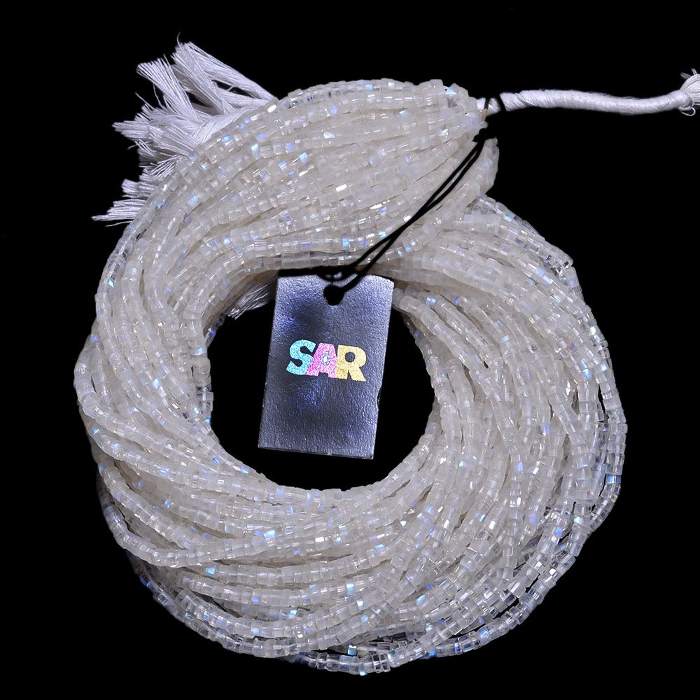 Rainbow Moonstone 4-4.3mm Faceted Wheel Beads Strand, Rainbow Moonstone Faceted Wheel Beads, Rainbow Moonstone Wheel Shape Beads