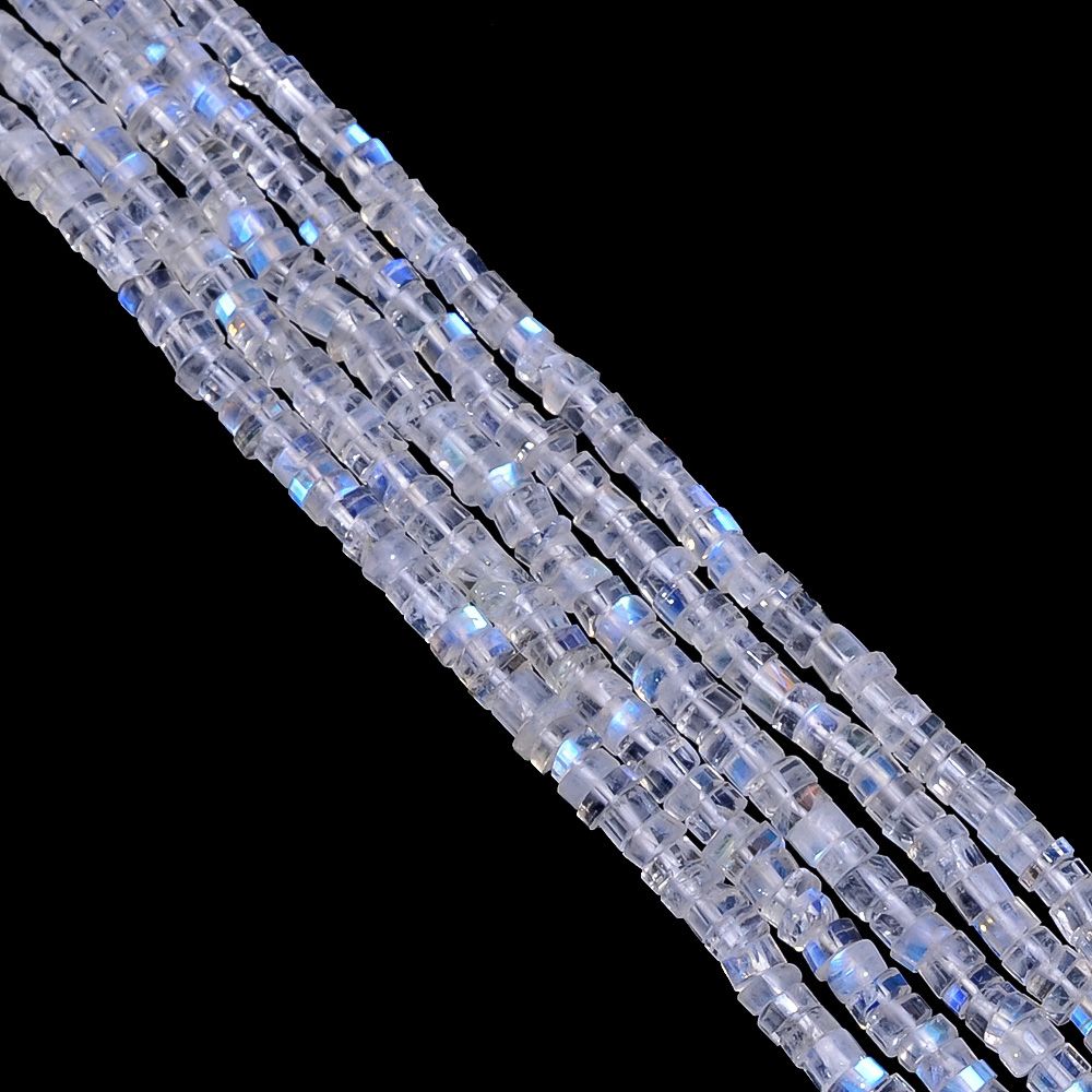 Rainbow Moonstone 4-4.3mm Faceted Wheel Beads Strand, Rainbow Moonstone Faceted Wheel Beads, Rainbow Moonstone Wheel Shape Beads