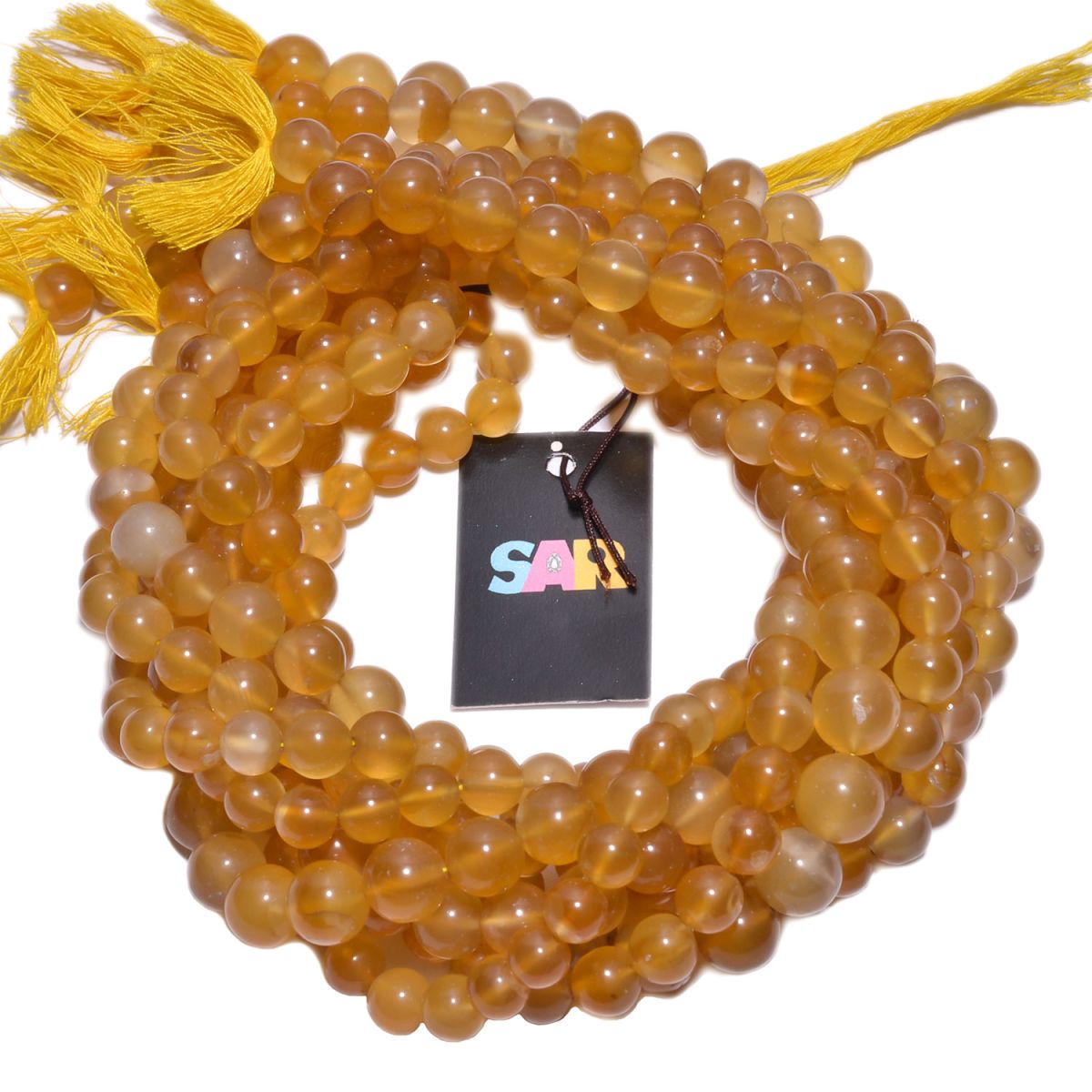 Yellow Chalcedony  Plain Stone Beads-  8-16 mm, (Round Ball Shape)