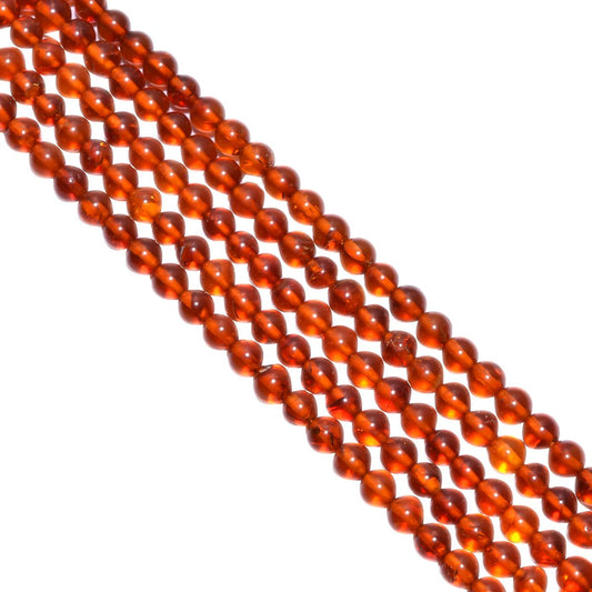 Amber Round Ball Plain and Natural Stone Beads Strand In  4-4.5mm Size