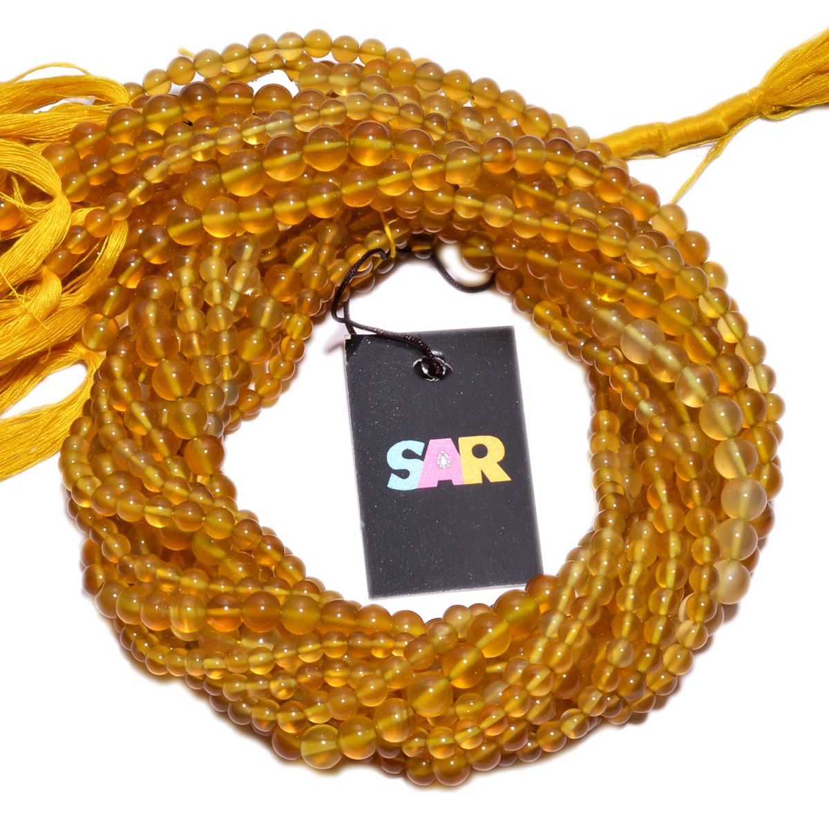 Yellow Chalcedony Smooth  Stone Beads - Round Ball Shape And 5-7 mm Size