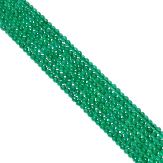 Green Onyx Smooth Beaded Beads Round Ball Shape, (4 mm Size)