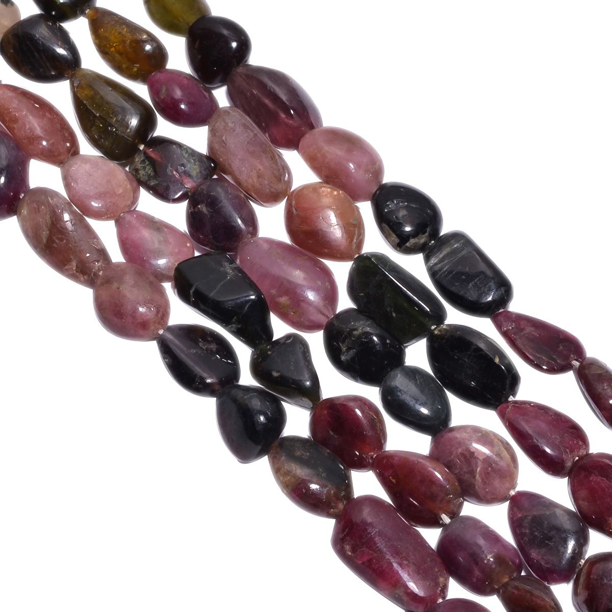 Multi Tourmaline Nugget Shape 10x9-21x14mm Plain Stone Beads